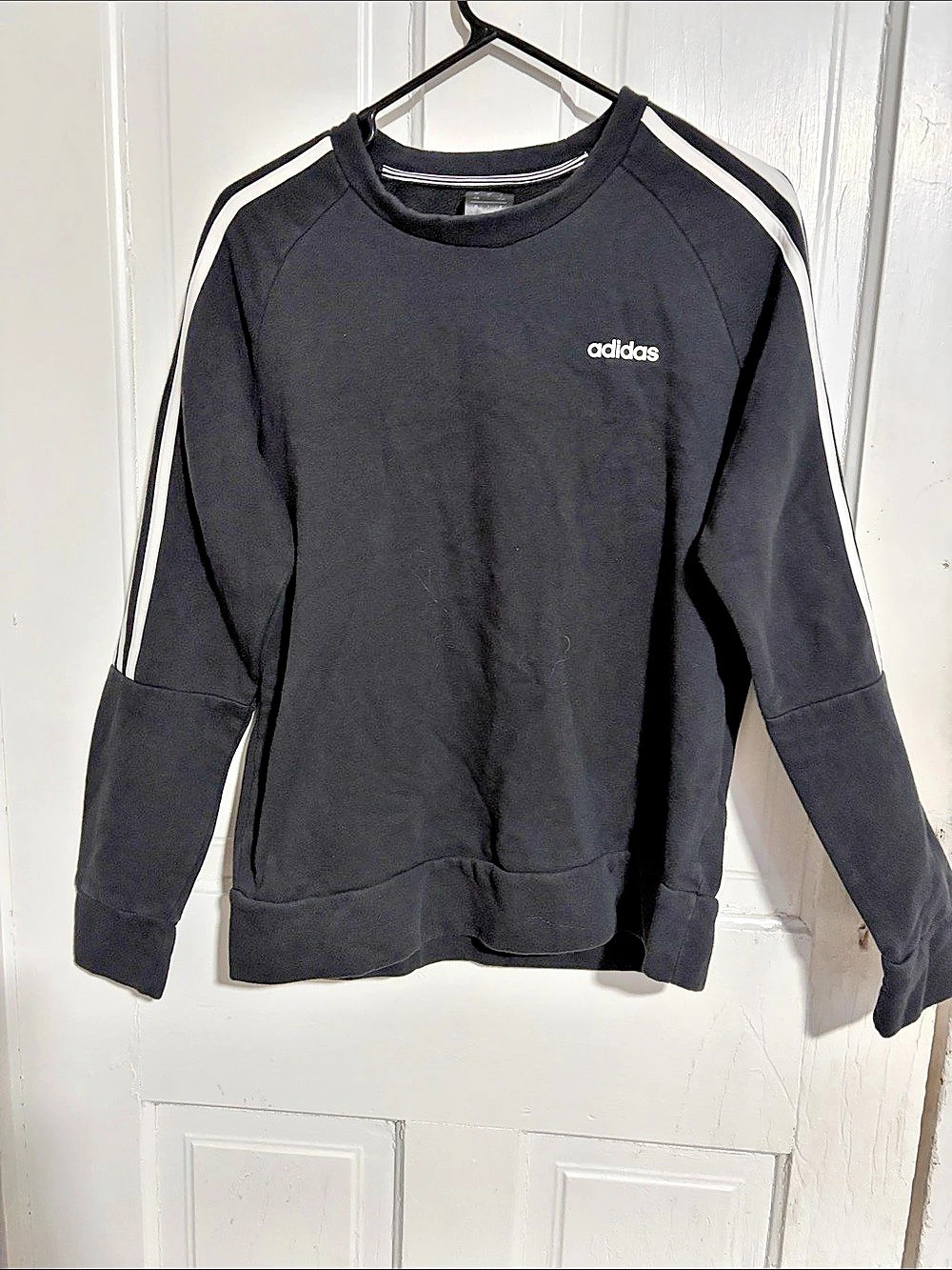 adidas 3-Stripes Crewneck Sweatshirt Women's Black & White Size Large
